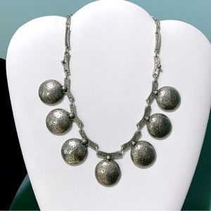 Kostibas Hellas Silver Tone 7-disc Statement Necklace 18.5"